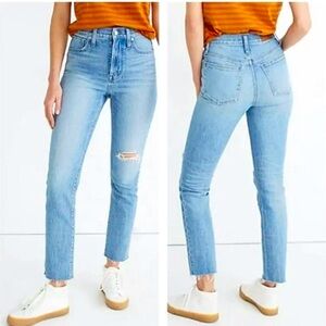 Madewell the perfect vintage crop raw hem high rise jeans